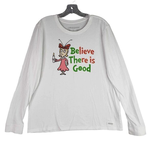Life is Good Long Sleeve Crusher Tee Dr Suess Cindy Lou Who Christmas Large L - Picture 2 of 8